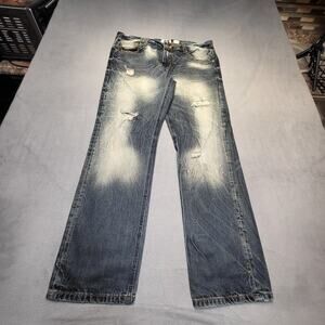 Decibel Jeans Mens 36x31 Blue Straight Leg Stretch Distressed Denim